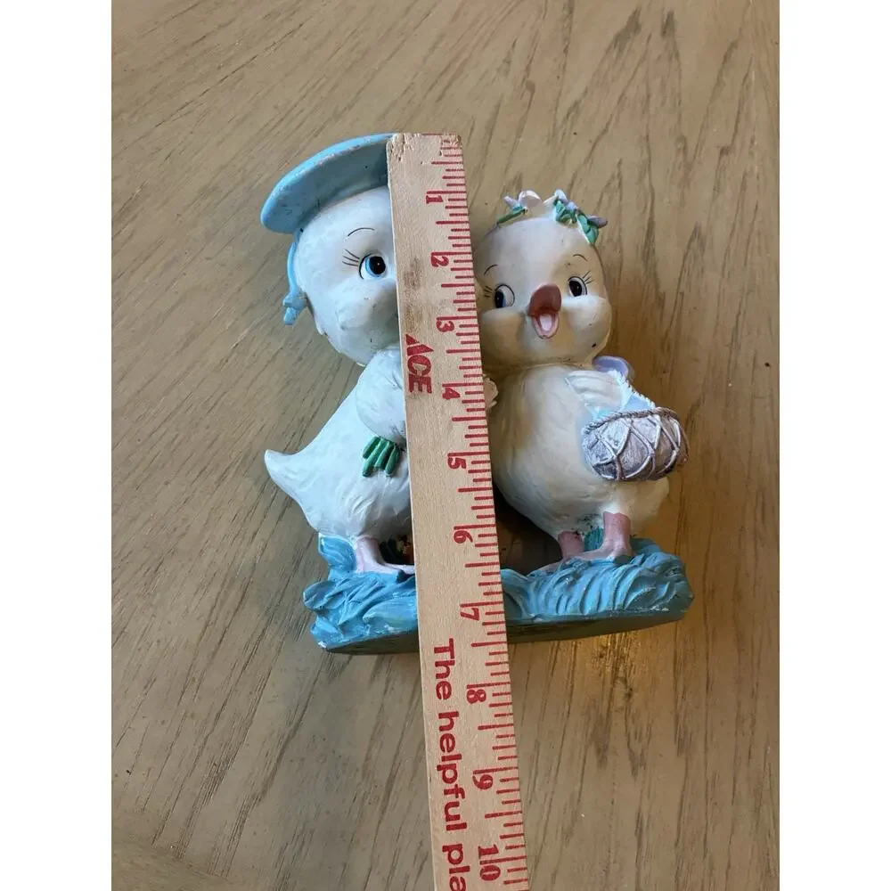 VTG Easter Chicks Sailor Boy & Girl Figurine Love Flowers Basket Spring Decor